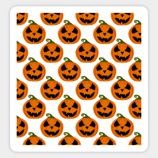 Bright Orange Halloween Pumpkins Pattern on White Sticker